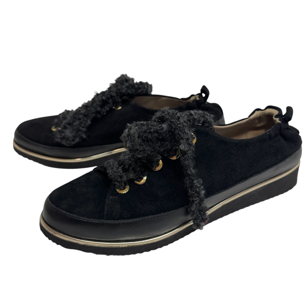 NEW Ron White Nalla Onyx Wedge Sneaker Cashmere Suede Teddy Bear Laces Italy - Picture 3 of 16